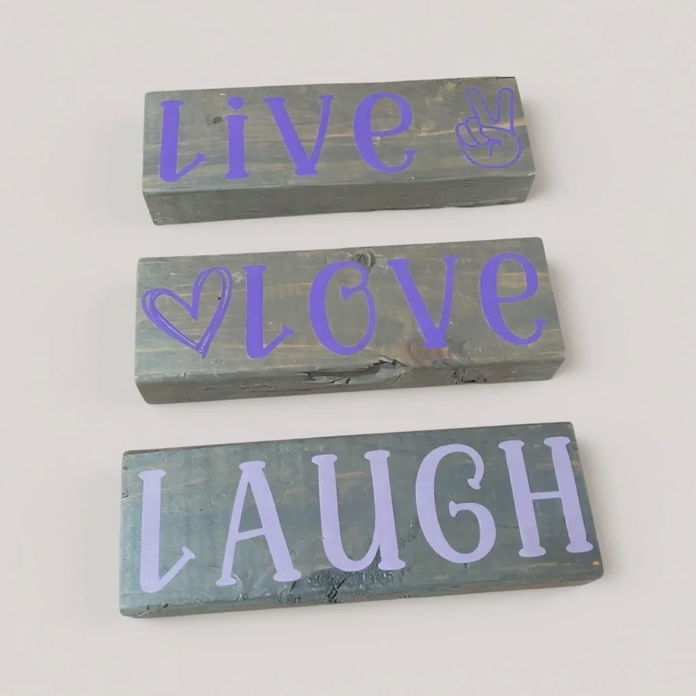 Live Laugh Love Table Top Decor Set - Purple and Gray